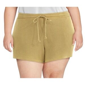 Terra & Sky Women's Plus Waffle PullOn Shorts Size 4X (28W-30W), Gold Tea